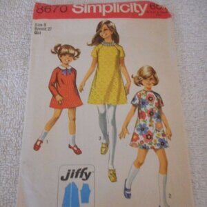 Vintage 1960s / 70s Simplicity  8670 cut sewing